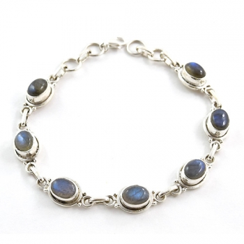 Pure silver blue fire labradorite bracelet